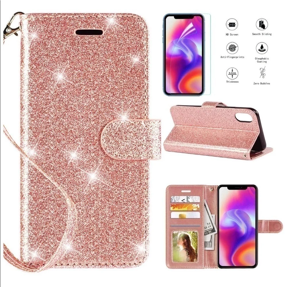 New iPhone Xs Plus Wallet Case Protection Pink
